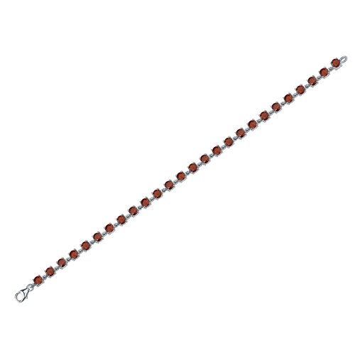 Garnet Bracelet Sterling Silver Round Shape 8 Carats