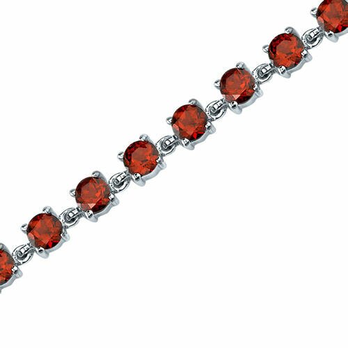 Garnet Bracelet Sterling Silver Round Shape 8 Carats