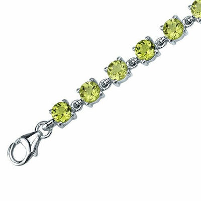 Peridot Bracelet Sterling Silver Round Shape 7.25 Carats