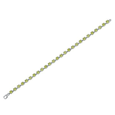 Peridot Bracelet Sterling Silver Round Shape 7.25 Carats