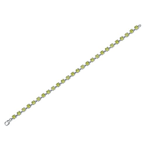 Peridot Bracelet Sterling Silver Round Shape 7.25 Carats