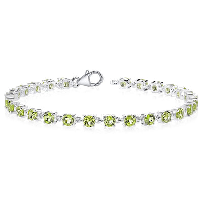 Peridot Bracelet Sterling Silver Round Shape 7.25 Carats