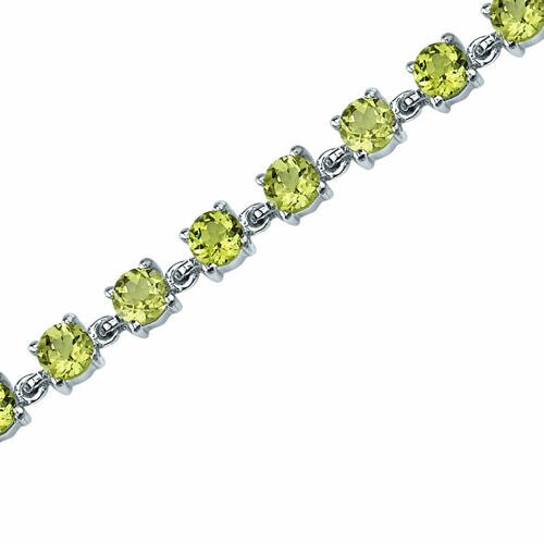 Peridot Bracelet Sterling Silver Round Shape 7.25 Carats