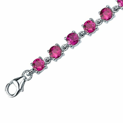 Ruby Bracelet Sterling Silver Round Shape 7 Carats