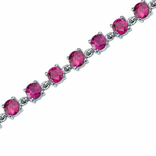 Ruby Bracelet Sterling Silver Round Shape 7 Carats