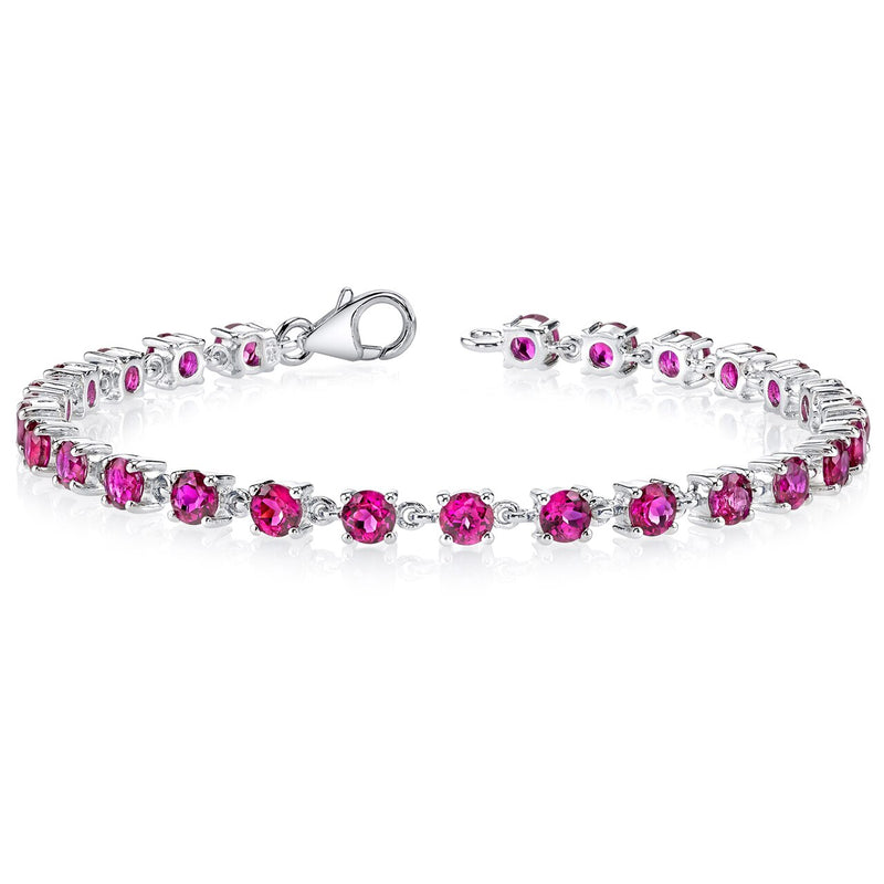 Ruby Bracelet Sterling Silver Round Shape 7 Carats