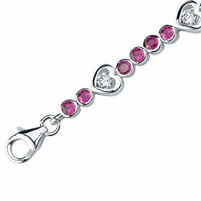 Ruby Bracelet Sterling Silver Round Shape 3.75 Carats