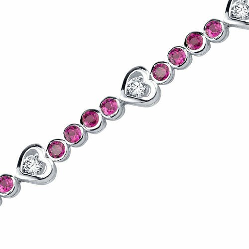 Ruby Bracelet Sterling Silver Round Shape 3.75 Carats