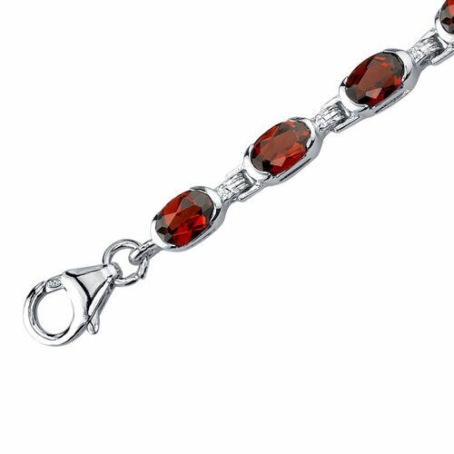 Garnet Bracelet Sterling Silver Oval Shape 9 Carats