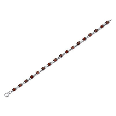 Garnet Bracelet Sterling Silver Oval Shape 9 Carats