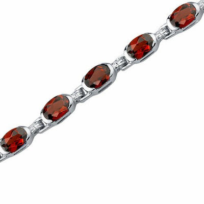 Garnet Bracelet Sterling Silver Oval Shape 9 Carats