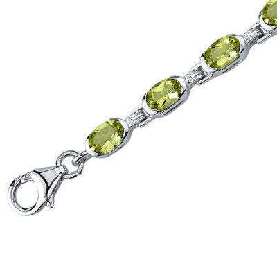 Peridot Bracelet Sterling Silver Oval Shape 8 Carats