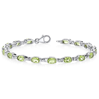 Peridot Bracelet Sterling Silver Oval Shape 8 Carats