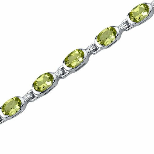 Peridot Bracelet Sterling Silver Oval Shape 8 Carats