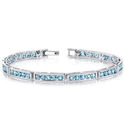 London Blue Topaz Bracelet Sterling Silver Round Shape 6 Carats