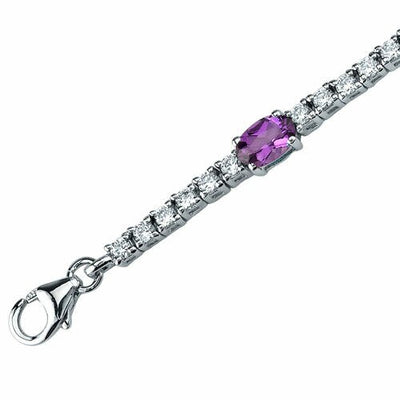 Amethyst 8-Stone Tennis Bracelet Sterling Silver Oval Shape 3.25 Carats