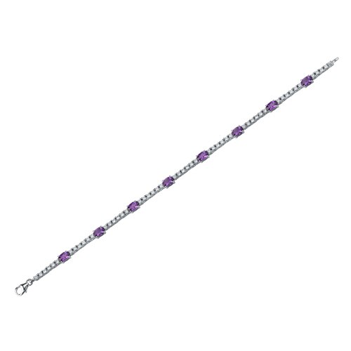 Amethyst 8-Stone Tennis Bracelet Sterling Silver Oval Shape 3.25 Carats