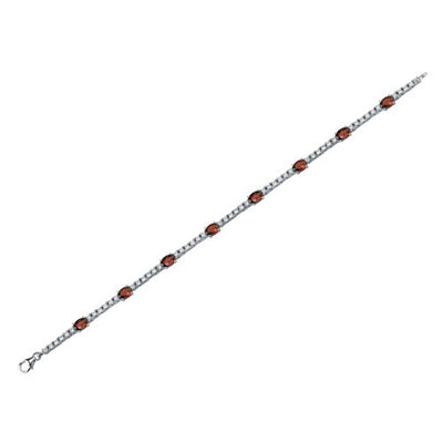 Garnet 8-Stone Tennis Bracelet Sterling Silver Oval Shape 4.25 Carats