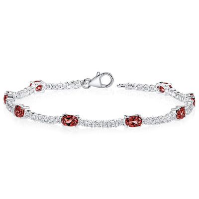 Garnet 8-Stone Tennis Bracelet Sterling Silver Oval Shape 4.25 Carats