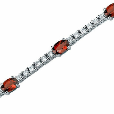 Garnet 8-Stone Tennis Bracelet Sterling Silver Oval Shape 4.25 Carats