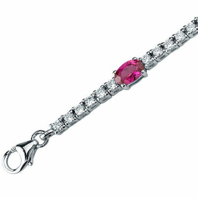 Ruby Bracelet Sterling Silver Oval Shape 4 Carats