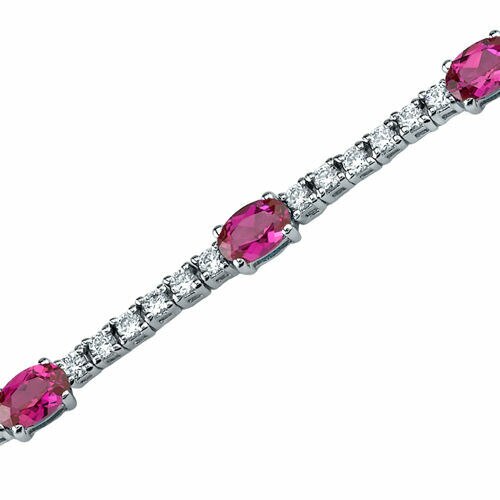 Ruby Bracelet Sterling Silver Oval Shape 4 Carats