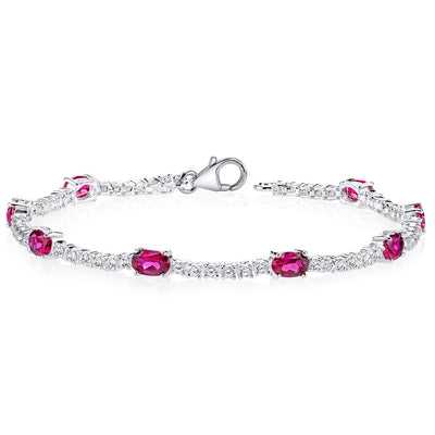 Ruby Bracelet Sterling Silver Oval Shape 4 Carats