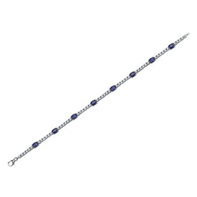 Blue Sapphire Bracelet Sterling Silver Oval Shape 4 Carats