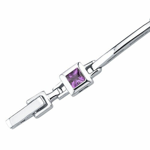 Amethyst Bracelet Sterling Silver Princess Shape 1.75 Carats