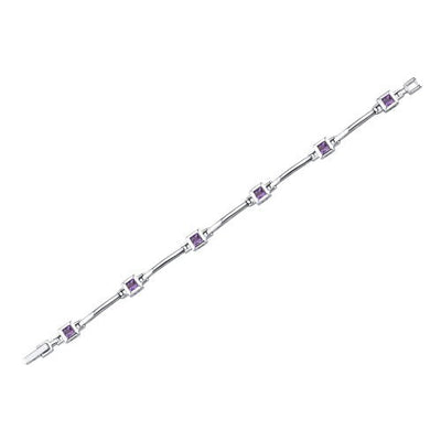 Amethyst Bracelet Sterling Silver Princess Shape 1.75 Carats