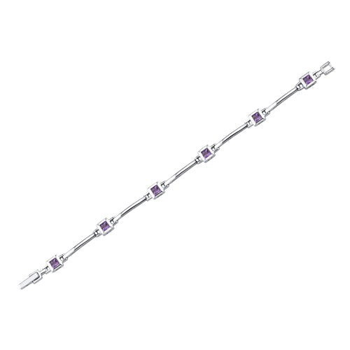 Amethyst Bracelet Sterling Silver Princess Shape 1.75 Carats