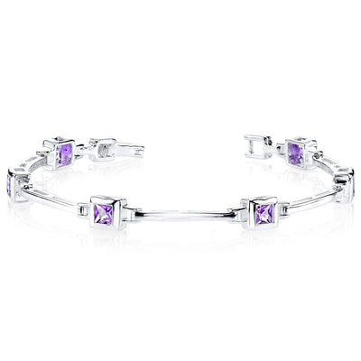 Amethyst Bracelet Sterling Silver Princess Shape 1.75 Carats