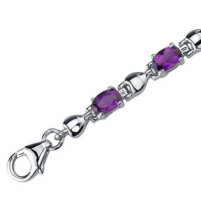 Amethyst Bracelet Sterling Silver Oval Shape 4.5 Carats