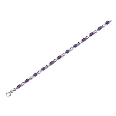 Amethyst Bracelet Sterling Silver Oval Shape 4.5 Carats