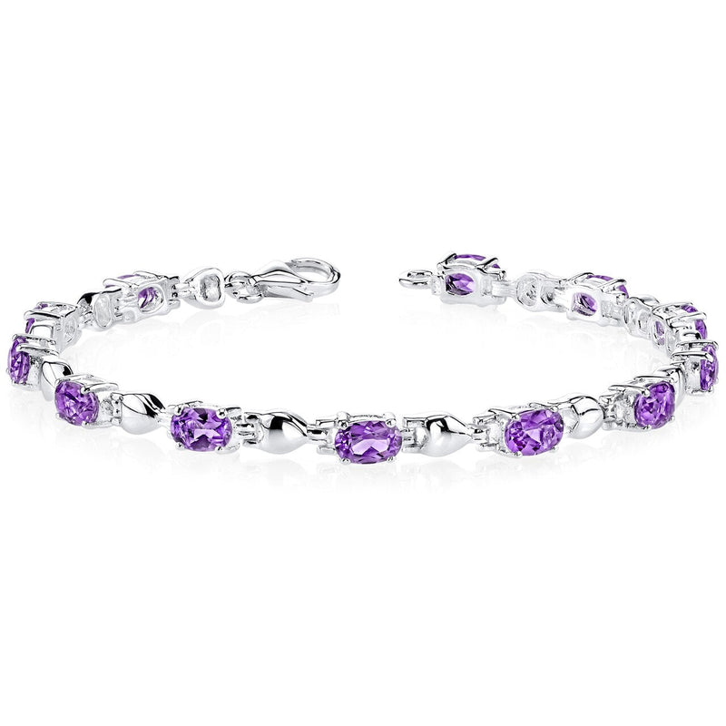 Amethyst Bracelet Sterling Silver Oval Shape 4.5 Carats