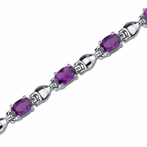 Amethyst Bracelet Sterling Silver Oval Shape 4.5 Carats