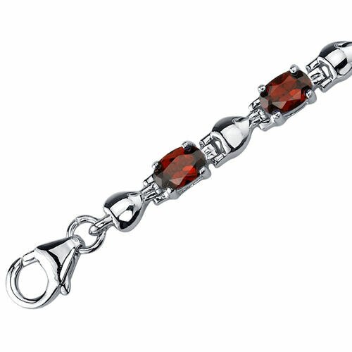 Garnet Bracelet Sterling Silver Oval Shape 6.50 Carats