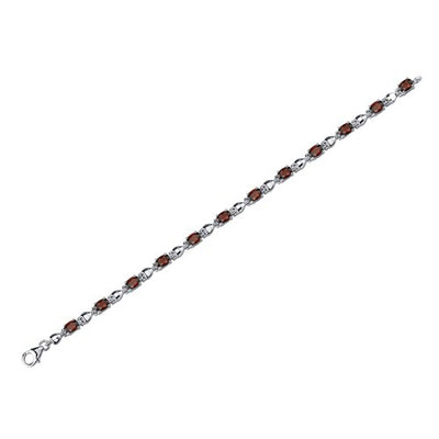 Garnet Bracelet Sterling Silver Oval Shape 6.50 Carats