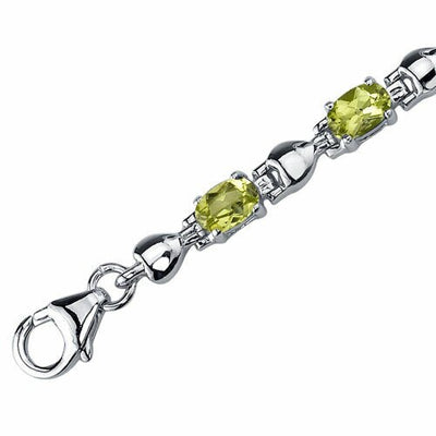 Peridot Bracelet Sterling Silver Oval Shape 5.5 Carats