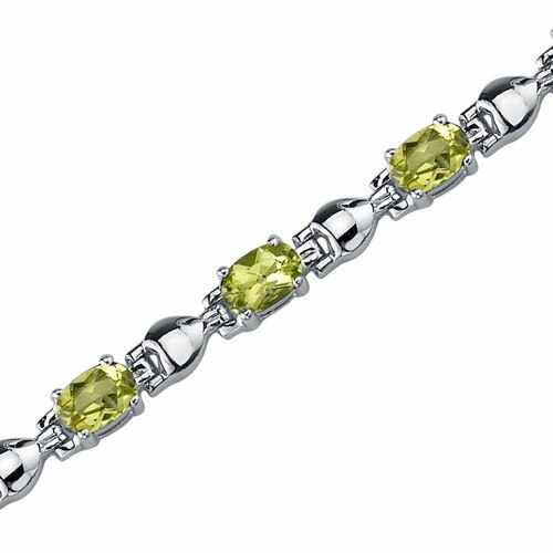 Peridot Bracelet Sterling Silver Oval Shape 5.5 Carats