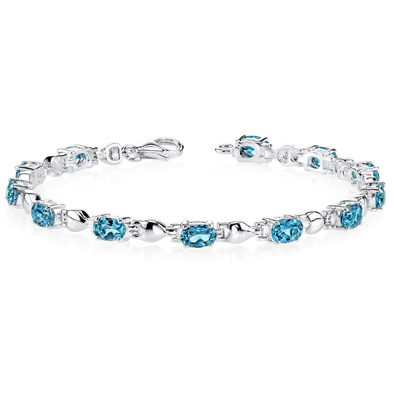 London Blue Topaz Bracelet Sterling Silver Oval Cut 5.5 Carats