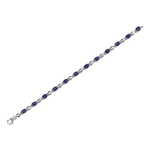 Blue Sapphire Bracelet Sterling Silver Oval Shape 6 Carats