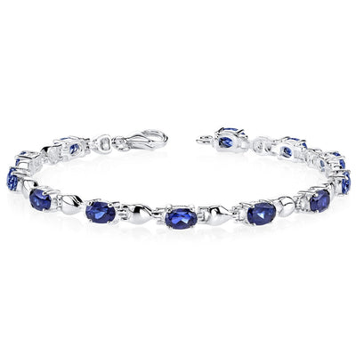 Blue Sapphire Bracelet Sterling Silver Oval Shape 6 Carats