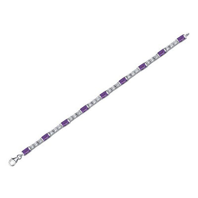 Amethyst Bracelet Sterling Silver Baguette Shape 4.25 Carats