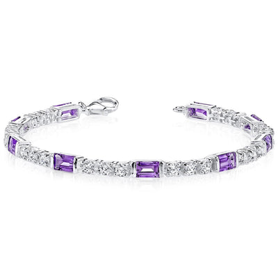 Amethyst Bracelet Sterling Silver Baguette Shape 4.25 Carats