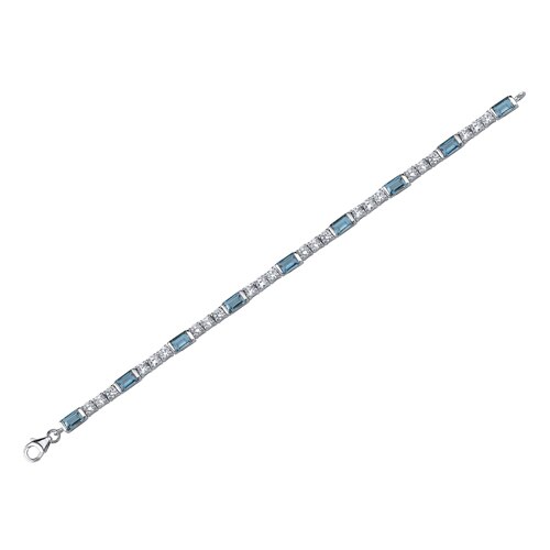 London Blue Topaz Bracelet Sterling Silver Baguette Shape 4.25 Carats