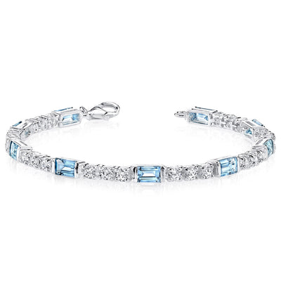 London Blue Topaz Bracelet Sterling Silver Baguette Shape 4.25 Carats