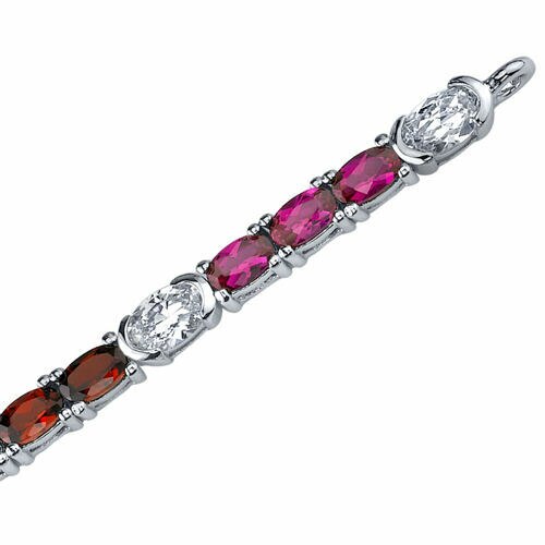 3.50 Carats Oval Shape Multi color Bracelet in Sterling Silver