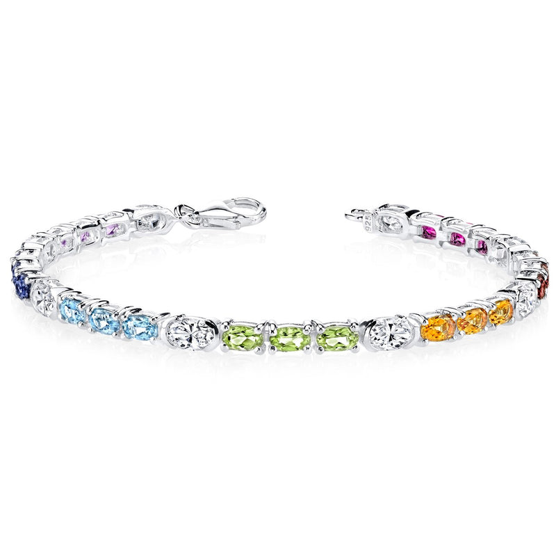 3.50 Carats Oval Shape Multi color Bracelet in Sterling Silver