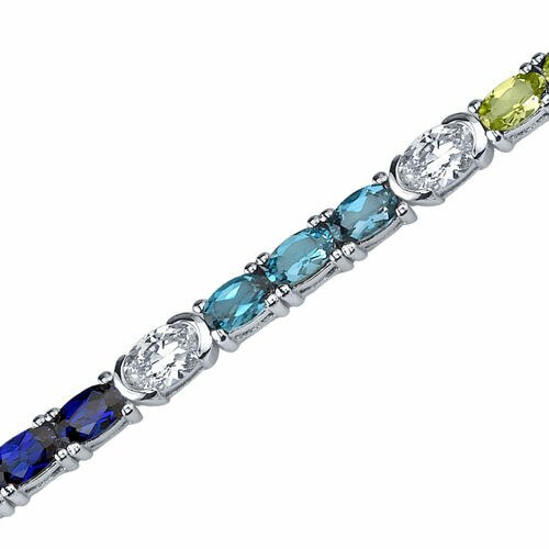 3.50 Carats Oval Shape Multi color Bracelet in Sterling Silver